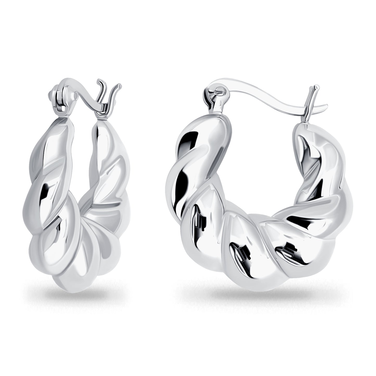 Sterling Silver 20mm Twisted Chunky Fashion Hoop Earrings