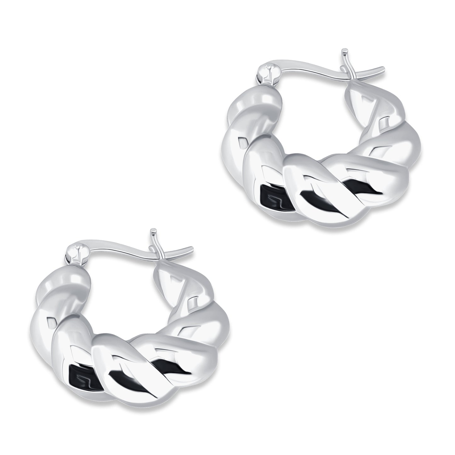 Sterling Silver 20mm Twisted Chunky Fashion Hoop Earrings