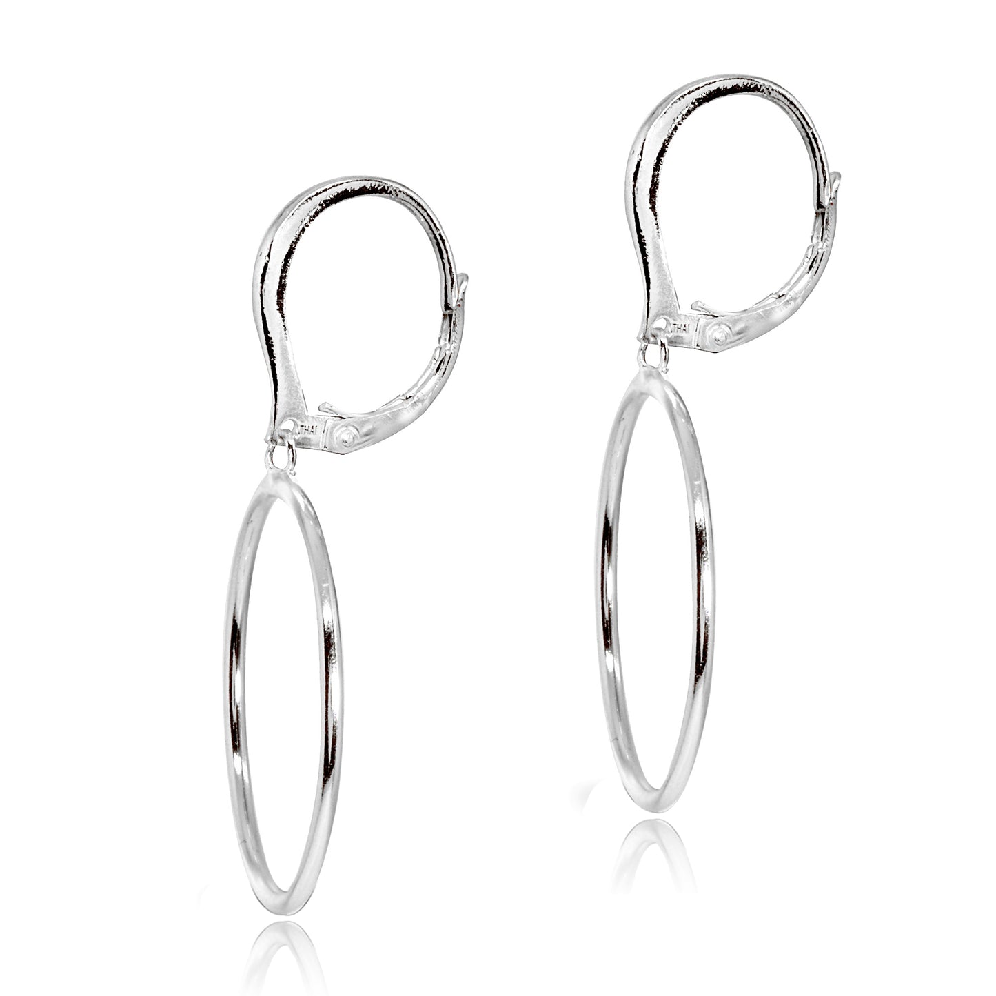 Sterling Silver 30mm Frontal Hoop Dangle Leverback Earrings