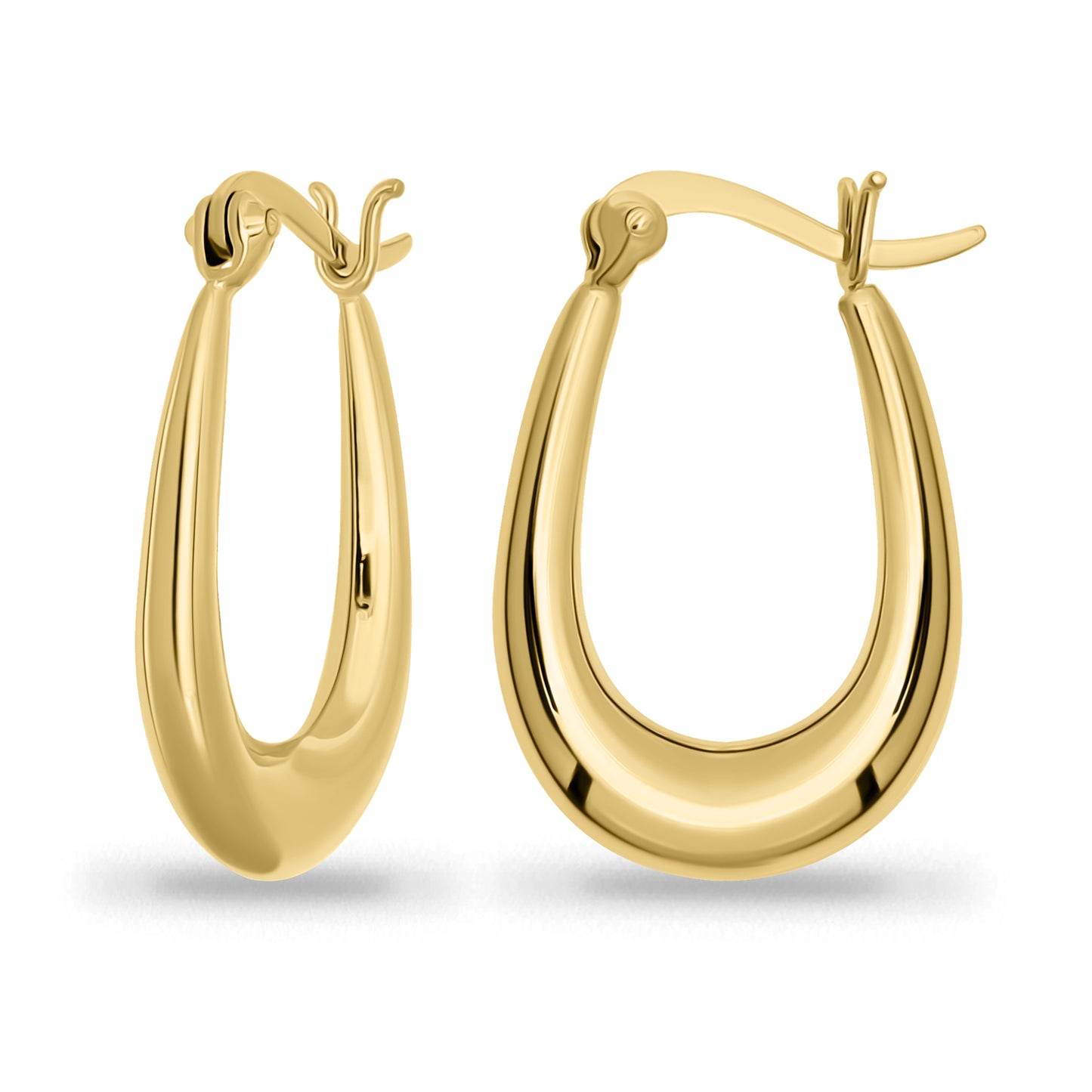 Sterling Silver Oval Puffed Polished Fashion Hoop Earrings