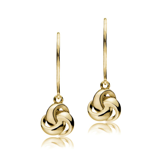 Gold Plated Sterling Silver Love Knot Dangle Earrings